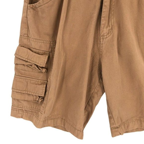 ReliQ Industries Cargo Shorts Mens 32 Khakis Tan Hook & Loop Cotton Casual 90s - Picture 2 of 12